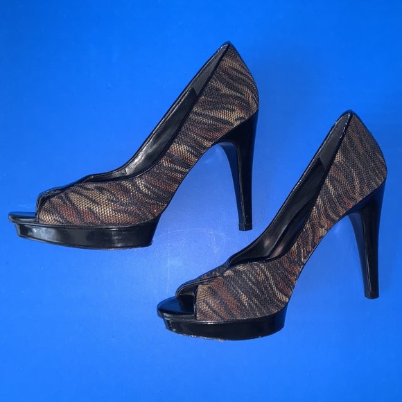 CARLOS SANTANA Brown *Sparkle* Upper Platform Pump Shoes 6M - Picture 2 of 5